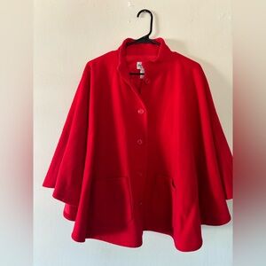 Pendleton Red Wool Cape (S/M, 100% Wool)